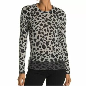 MAGASCHONI‎ Cashmere Women's Leopard Print Sweater Size S Small Grey/Black